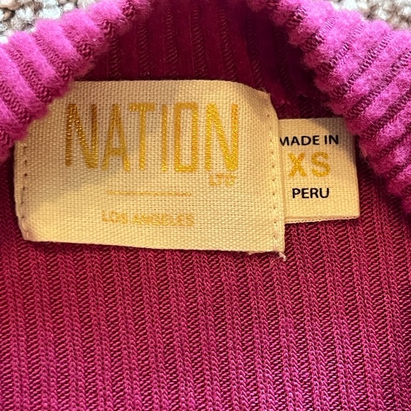 NWT Nation Ltd Clarisse Draped Dress, Midi, Cap Sleeve, Form Fitting, Magenta,XS - Picture 4 of 16